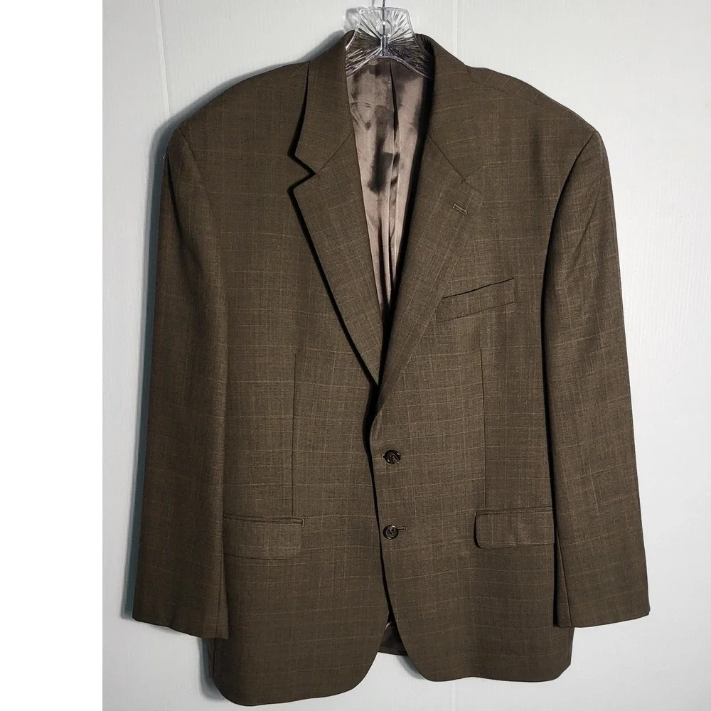 Ralph Lauren Men's Brown Plaid Wool Blazer Sport Coat Jacket Dillard's Exclusive